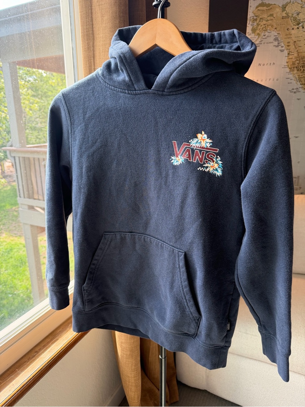 Vans Navy Blue Hoodie with Floral Logo